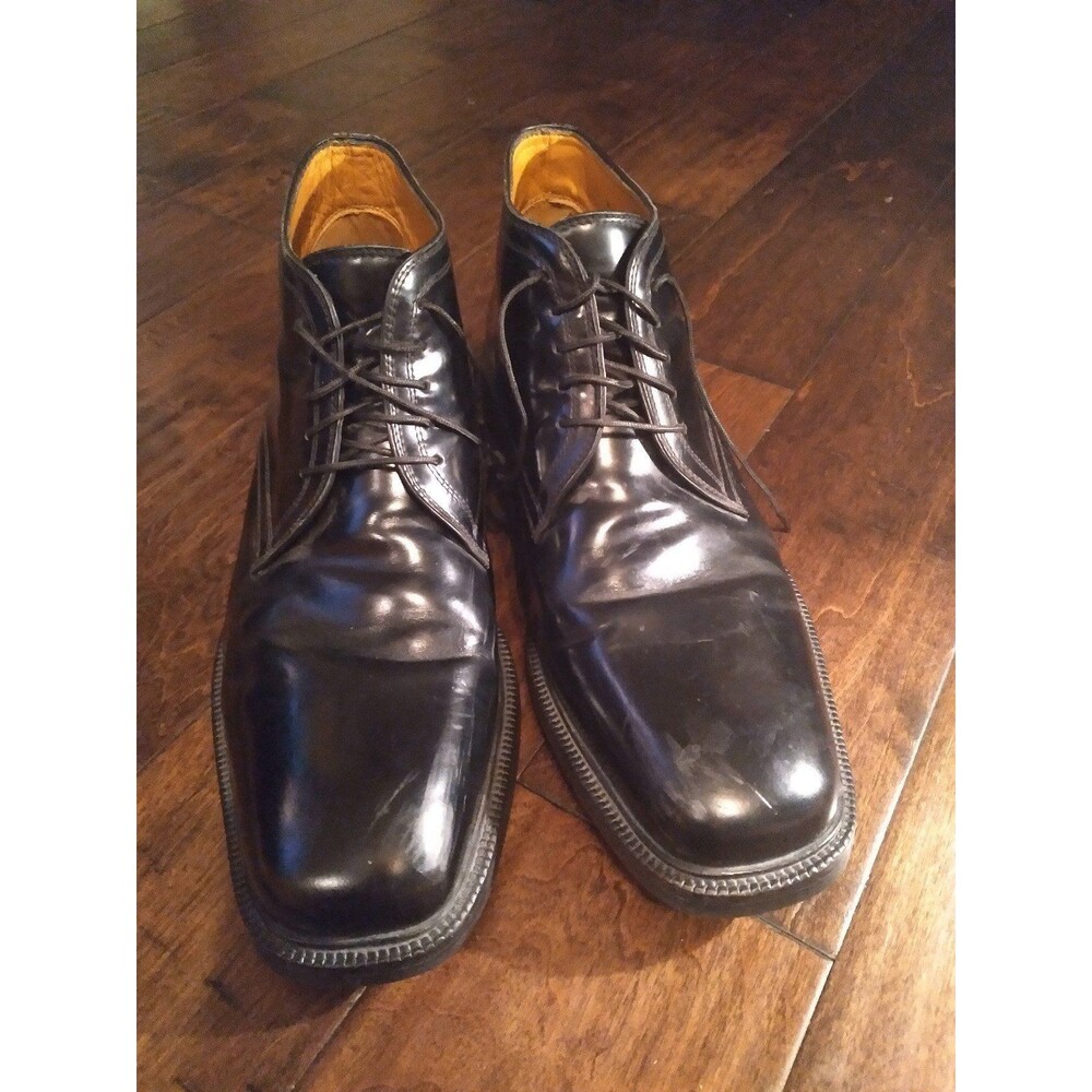 Cole Haan Black Leather Square Toe Derby Dress Shoes Classic Business Formal